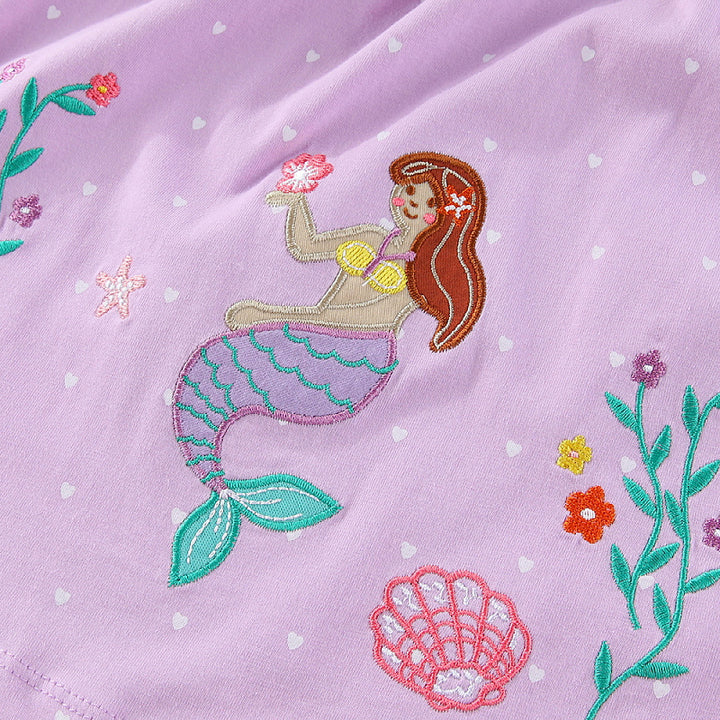 Girl Summer Dress with Enchanting Mermaid Embroidery Design Mune Fashion