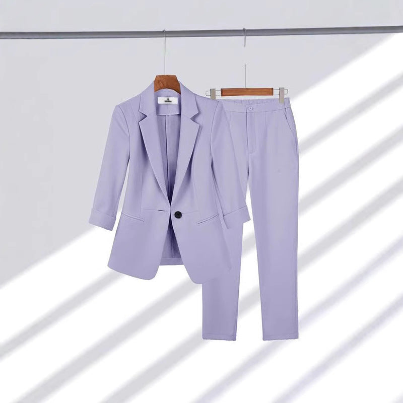 Women's Two-Piece Business Suit Set with Tailored Blazer and Slim Pants Mune Fashion