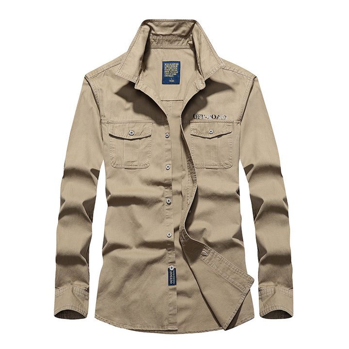 Men's Robust Cotton Field Shirt with Double Breast Pockets and Kent Collar Mune Fashion