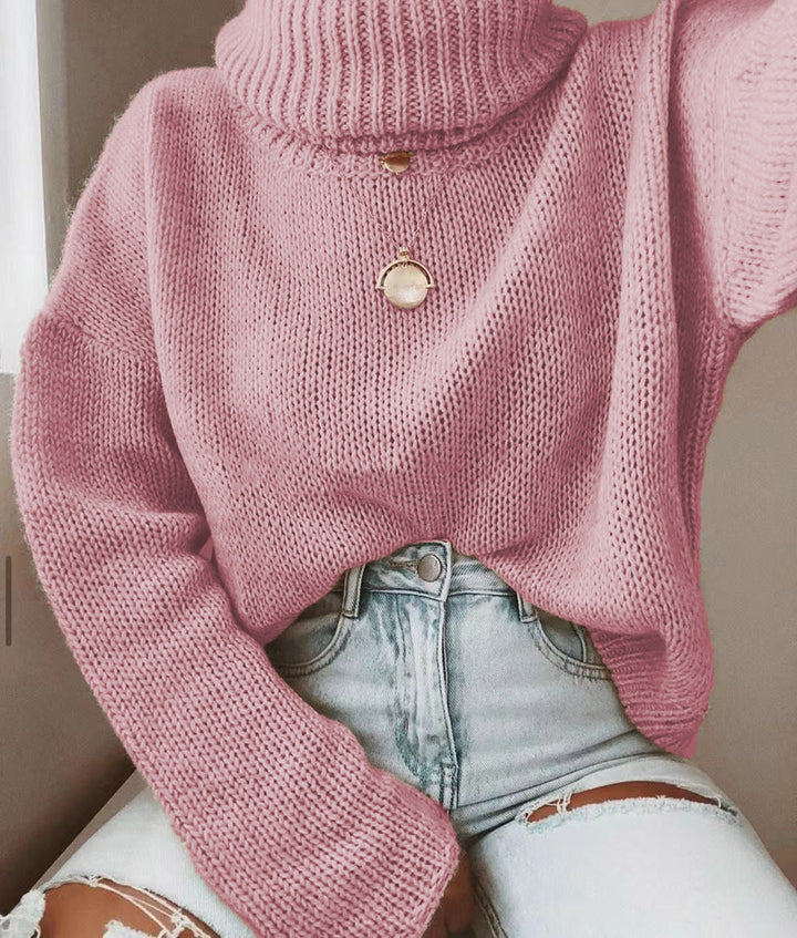 Women's Oversized Turtleneck Sweater Coarsely Knitted with Loose Fit Mune Fashion