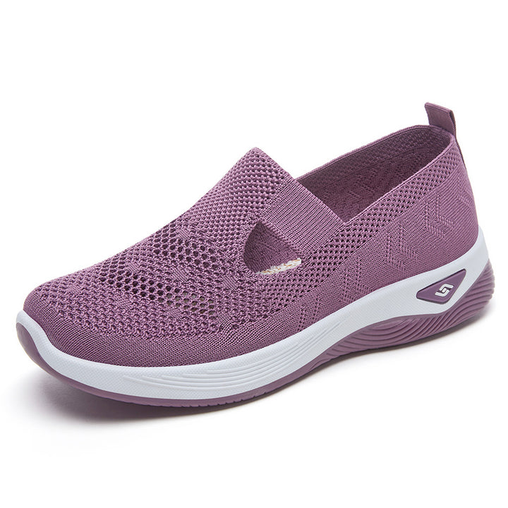 Women’s lightweight knitted slip-on sneaker with elastic mid-strap and ergonomic memory comfort sole Mune Fashion