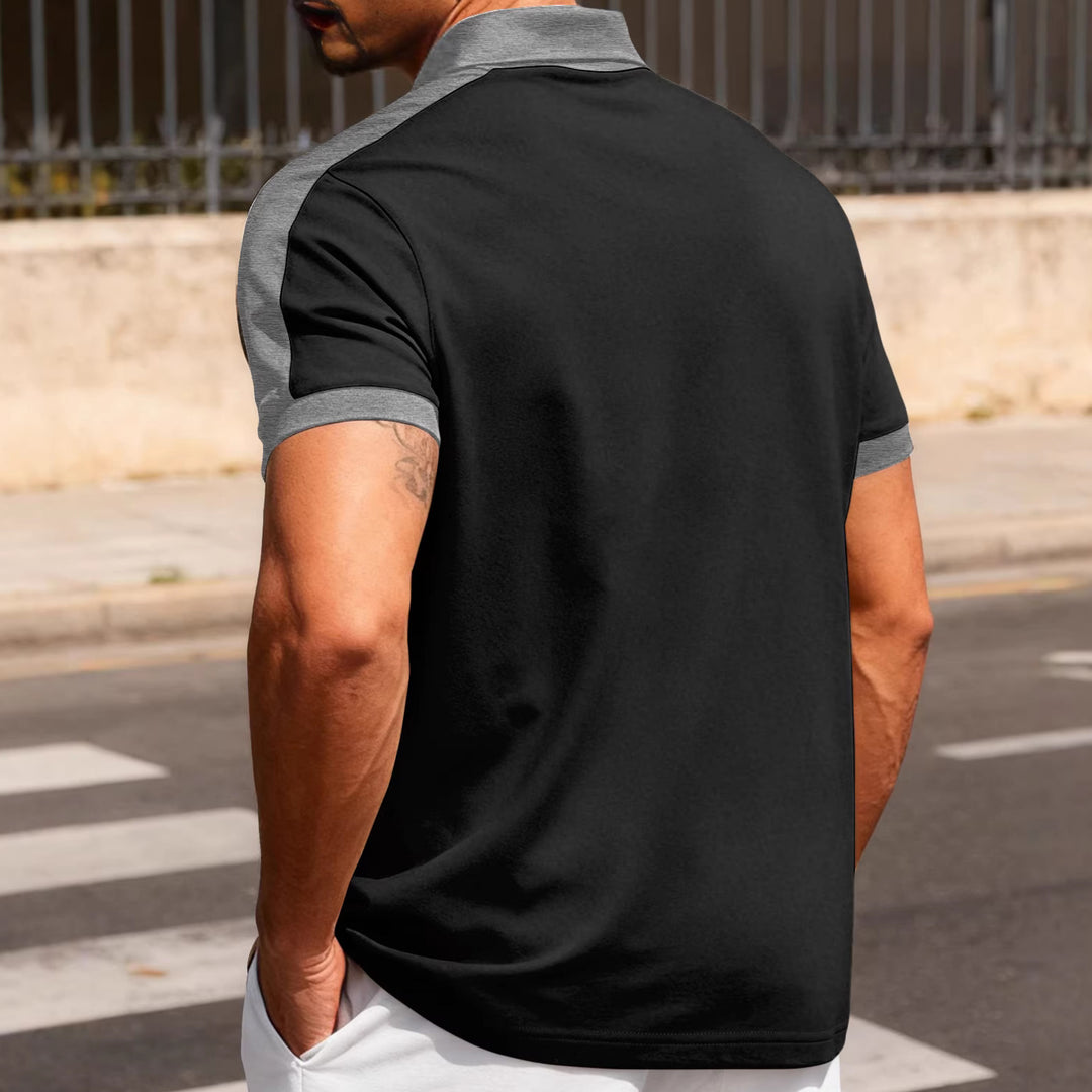 Men's nan Premium polo in retro contrast look with shirt collar and three-button placket Mune Fashion