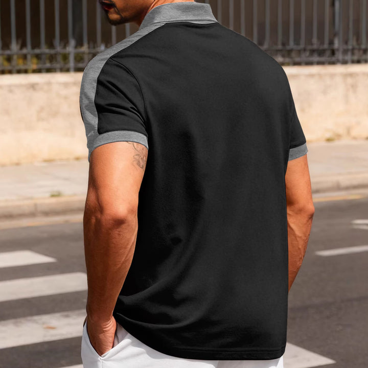 Men's nan Premium polo in retro contrast look with shirt collar and three-button placket Mune Fashion