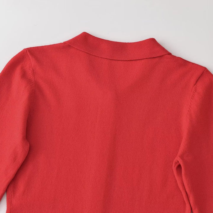 Women's fine knit cardigan with shirt collar and full button placket Mune Fashion