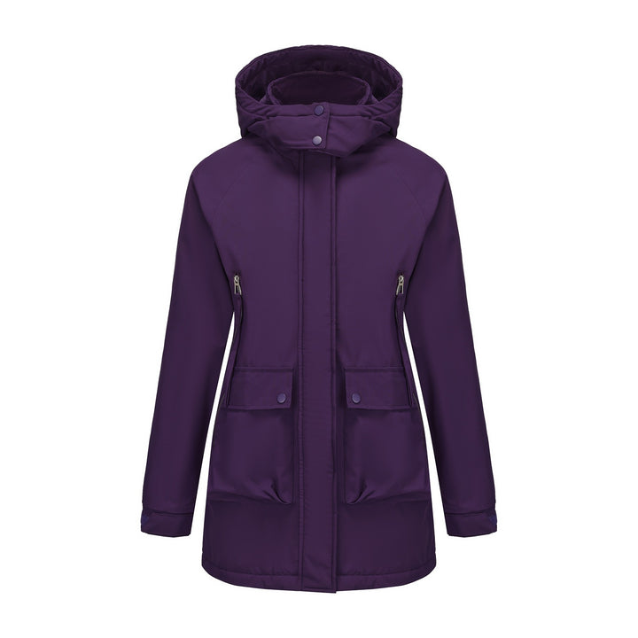 Women's lightweight hooded parka with concealed two-way zipper and patch pockets Mune Fashion
