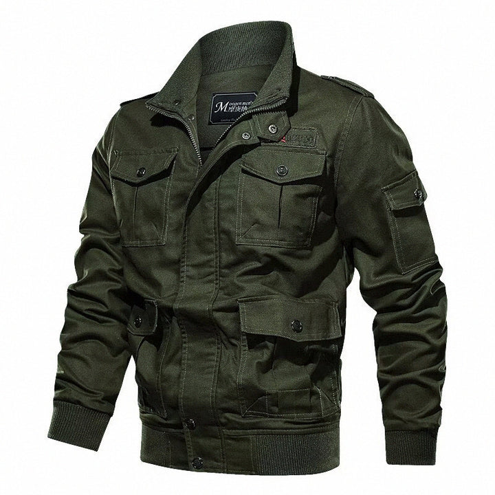 Men's utility field jacket with shoulder flaps, multiple pockets, and ribbed cuffs Mune Fashion