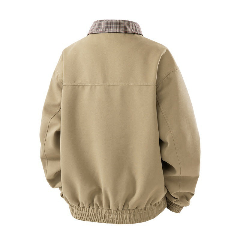 Men's Stylish Transition Jacket with Check Collar Mune Fashion
