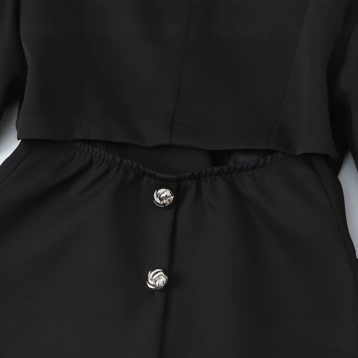 Women's Tailored Short Blazer with Asymmetric Decorative Closure and Flap Pockets Mune Fashion