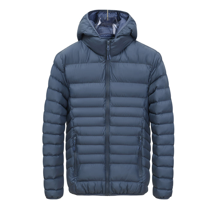 Men's Lightweight Quilted Hooded Jacket with High Collar, Thermal Lining & Zipper Mune Fashion