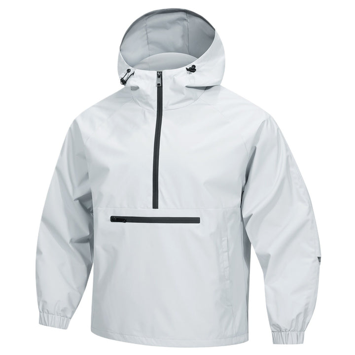 Men's Wind and Water Repellent Anorak Pullover Jacket with Half Zip and Kangaroo Pocket Mune Fashion