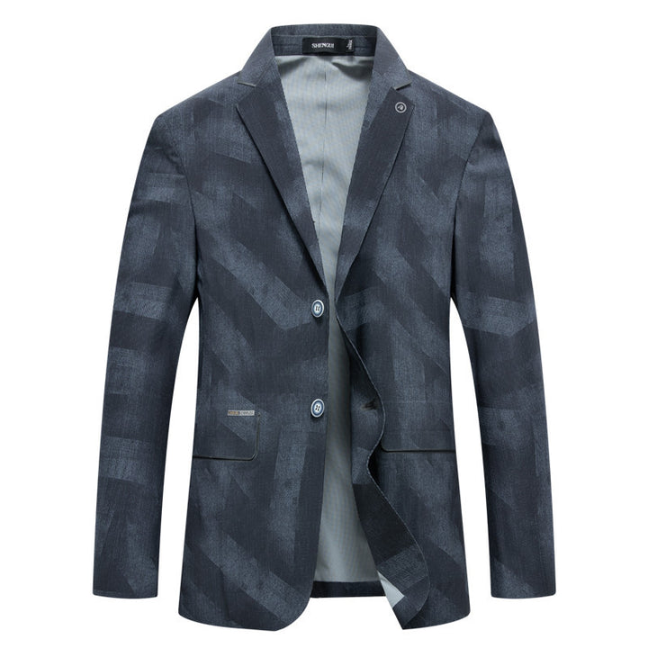 Men's Slim-Fit Single-Breasted Blazer with Subtle Jacquard Logo Allover and Unlined Construction Mune Fashion