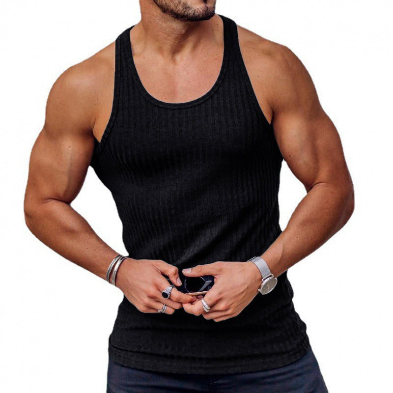 Men's ribbed muscle shirt with U-neck and stretchy cotton blend Mune Fashion