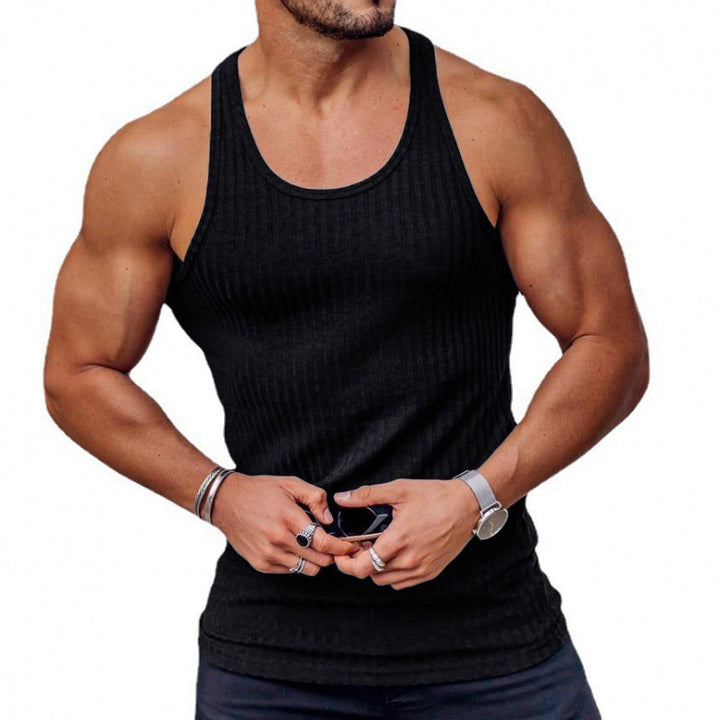 Men's ribbed muscle shirt with U-neck and stretchy cotton blend Mune Fashion