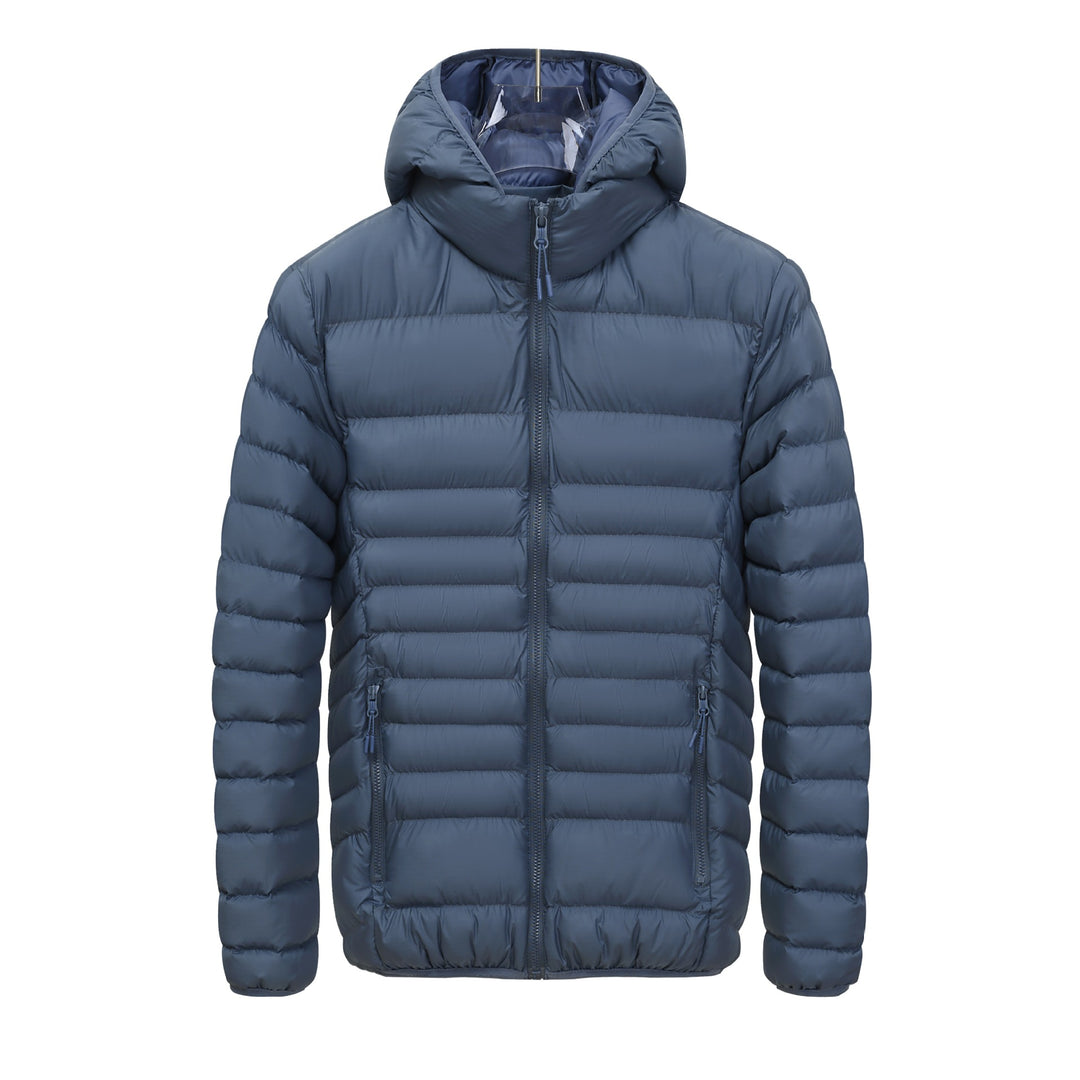 Men's Lightweight Quilted Hooded Jacket with High Collar, Thermal Lining & Zipper Mune Fashion
