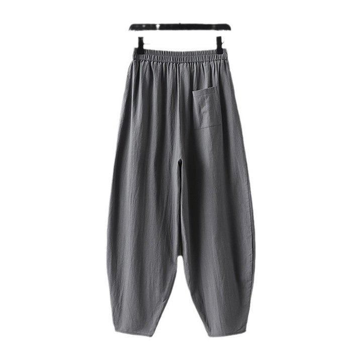 Women Lightweight Linen Harem Pants with Elastic Waistband and Narrow Tapered Ankles Mune Fashion