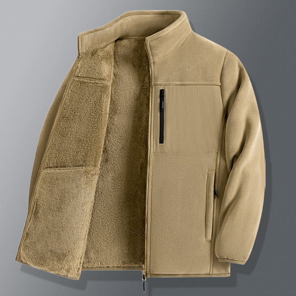 Men's functional thermo fleece jacket with soft teddy inner lining, chest zip pocket and two-way zipper Mune Fashion