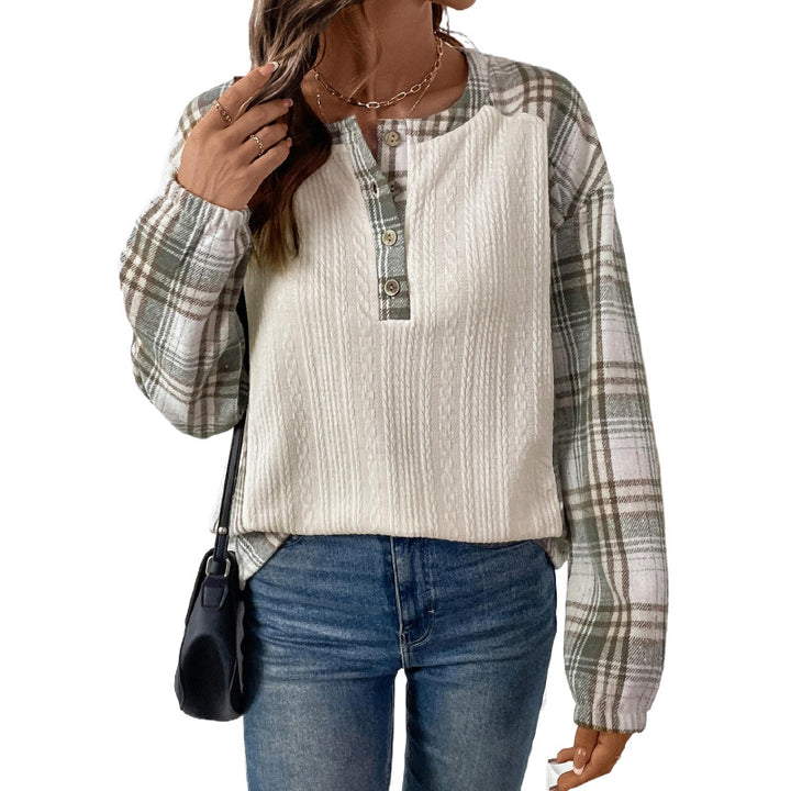 Women's Long Sleeve Shirt with Checkered Details Mune Fashion