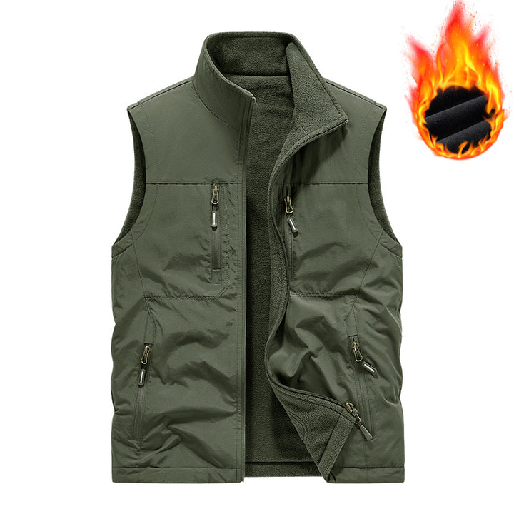 Men's Insulated Outdoor Thermal Vest with Fleece Lining, Zipper Pockets & Windproof Exterior Mune Fashion