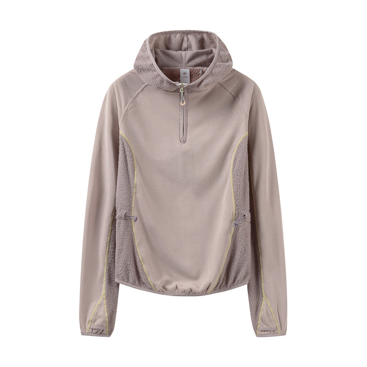 Women's Lightweight Hooded Half-Zip with Sherpa Inserts and Adjustable Hem Mune Fashion