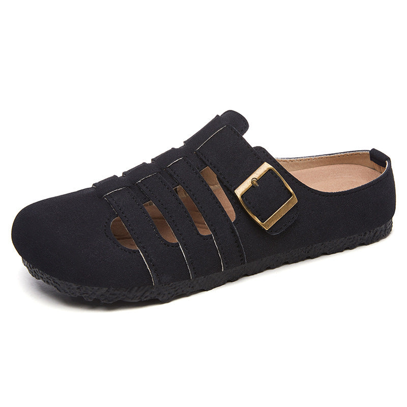 Ladies closed sandals - half shoe with adjustable metal buckle, breathable cut-outs and cushioned comfort insole Mune Fashion