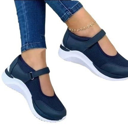 Women's Breathable Mary-Jane Sneakers with Velcro and Wedge Sole Mune Fashion