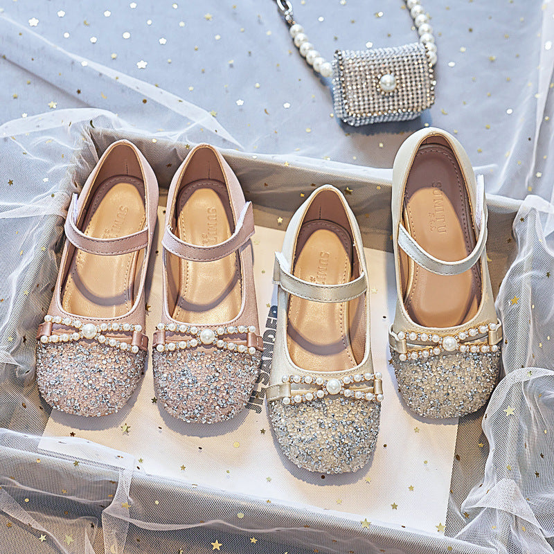 Girls' ballerinas with pearl embellishment and glitter Mune Fashion