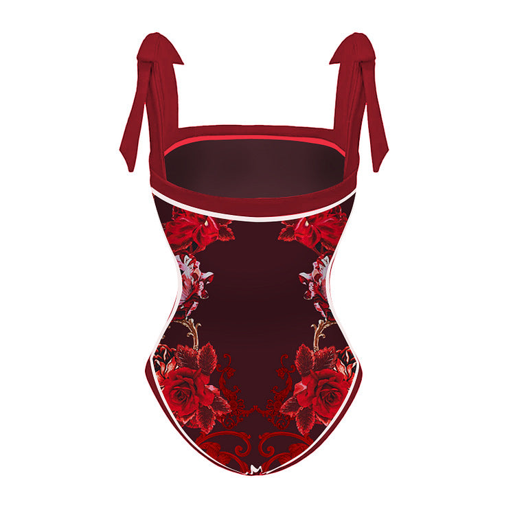 Women’s swimsuit with sophisticated ruffled straps and opulent floral design Mune Fashion