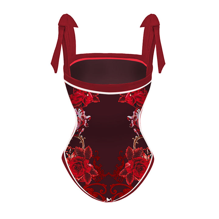 Women’s swimsuit with sophisticated ruffled straps and opulent floral design Mune Fashion
