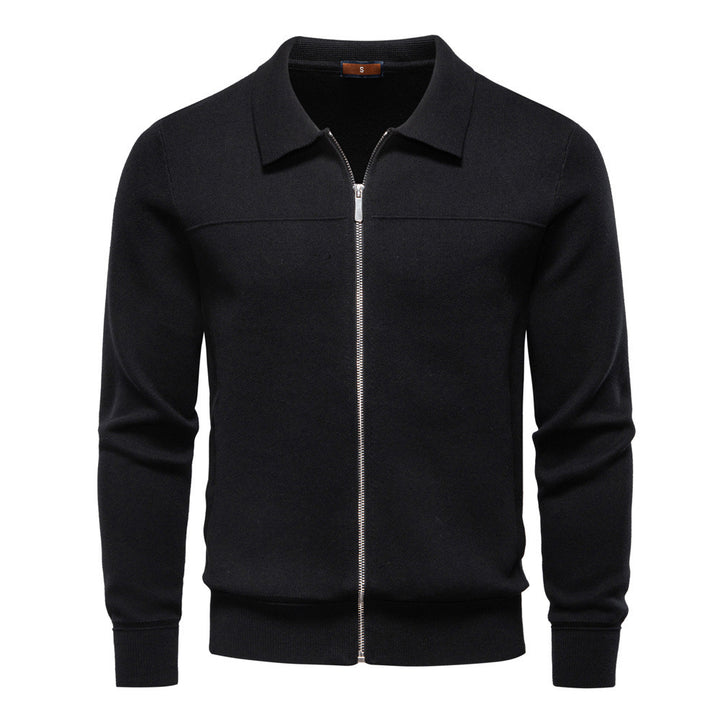 Men's fine knit zip jacket with kent collar and ribbed cuffs Mune Fashion
