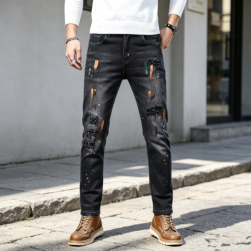 Men's Fashion Ripped Jeans with Color Details Mune Fashion