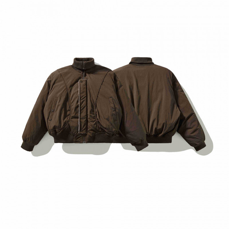 Unisex Short Cut Volume Bomber Jacket with High Ribbed Collar, Concealed Press Stud Placket and Rounded Flap Pockets Mune Fashion