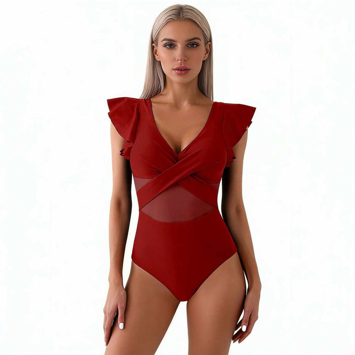 Women Elegant Swimsuit with Interwoven Mesh Details Mune Fashion