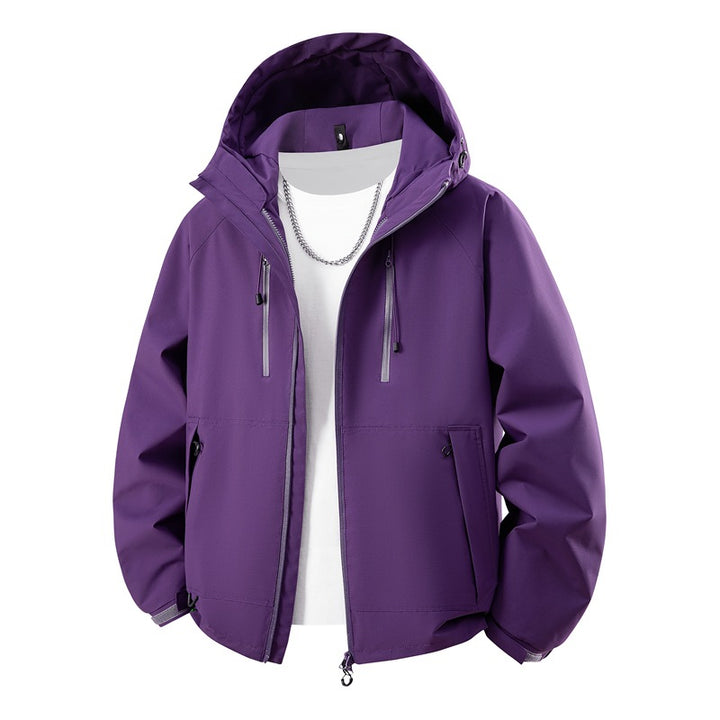 Men's matte softshell hooded jacket with welded seams, two-way zipper and adjustable drawstring hem Mune Fashion