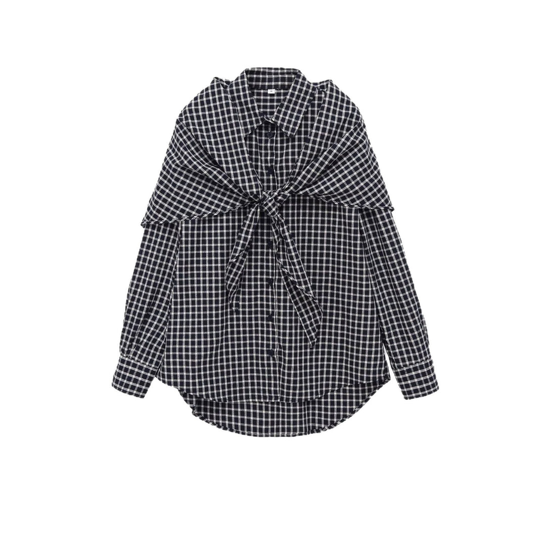 Women Oversize checked shirt with rounded hem Mune Fashion