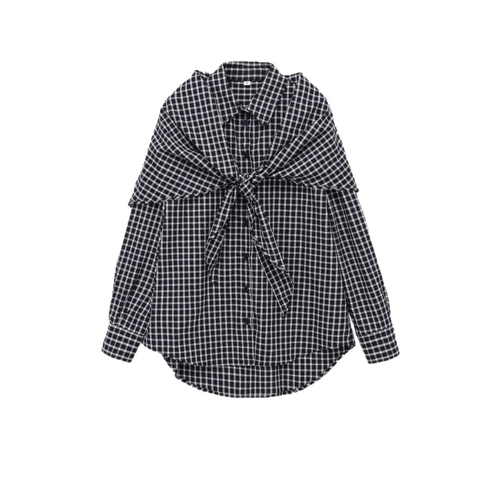Women Oversize checked shirt with rounded hem Mune Fashion