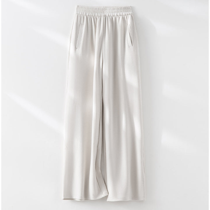 Women Wide Comfort Pants with High Elastic Waistband and Side Pockets Mune Fashion