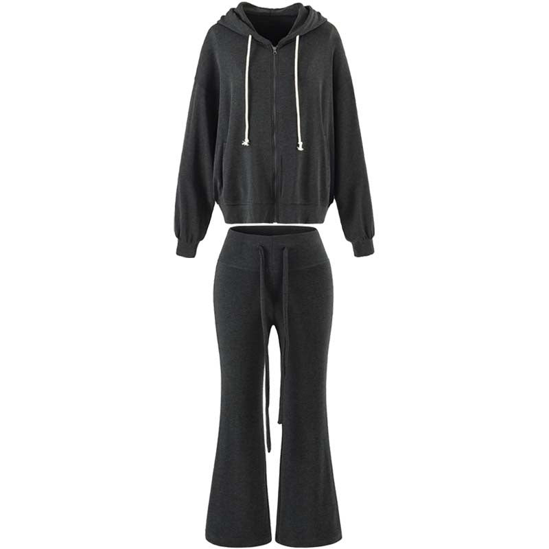 Women's Two-Piece Lounge Set with Zip Hoodie and Flared Jogging Pants Mune Fashion