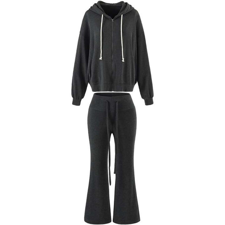Women's Two-Piece Lounge Set with Zip Hoodie and Flared Jogging Pants Mune Fashion
