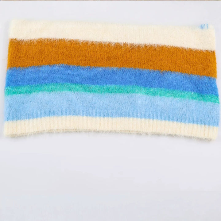 Women's Oversize Mohair-Look Striped Sweater with Round Neckline Mune Fashion