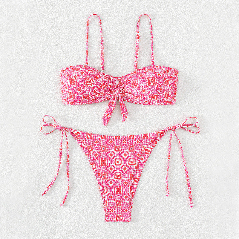 Women's bandeau bikini with decorative knot and playful tie bands Mune Fashion