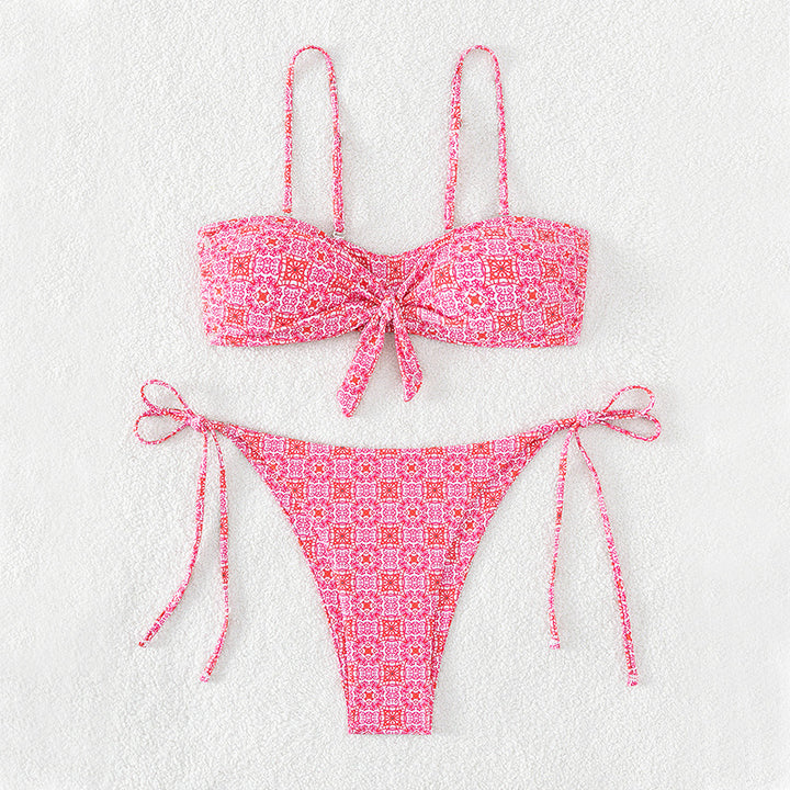 Women's bandeau bikini with decorative knot and playful tie bands Mune Fashion