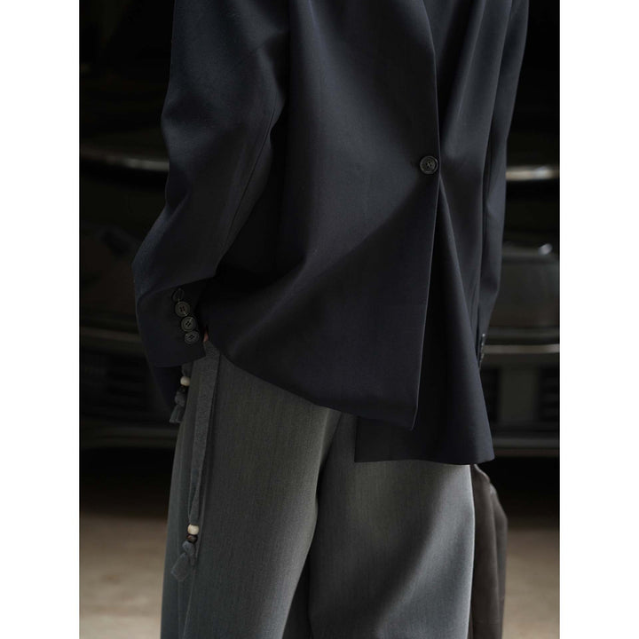 Women's Boxy Blazer with Extended Back and Concealed Single-Button Front Mune Fashion