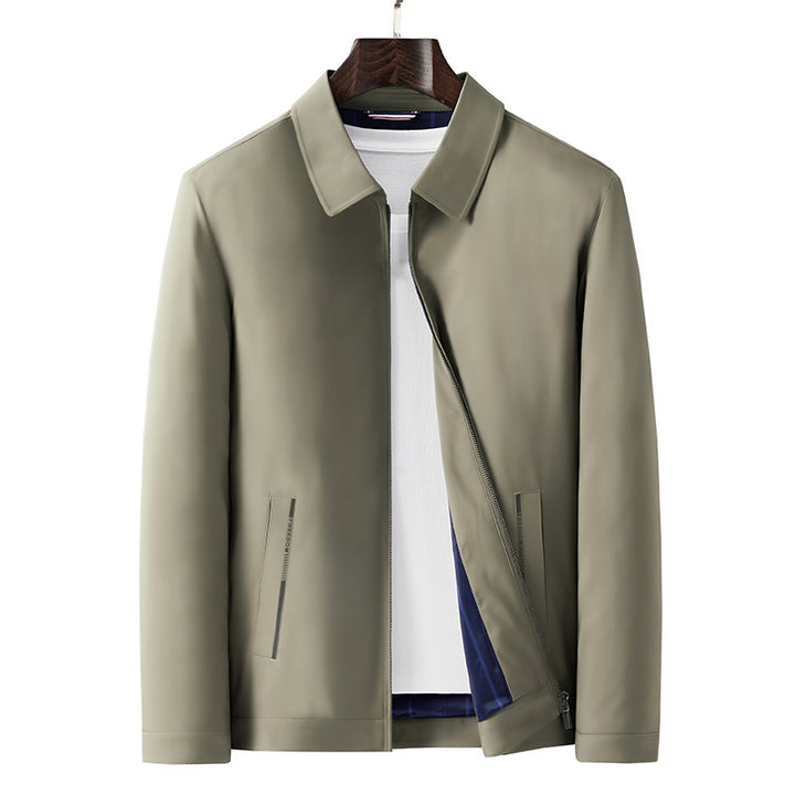 Men's Minimalistic Lightweight Transition Jacket with Shirt Collar, Concealed Zipper & Side Zipper Pockets Mune Fashion