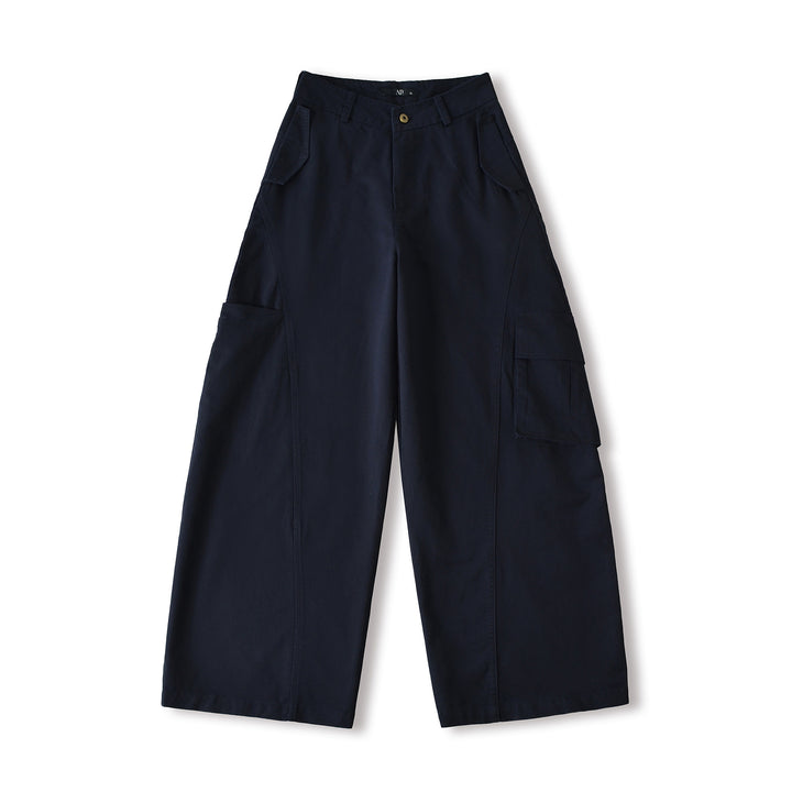 Women's Cropped Cargo Pants with High Waist, Wide Leg, and Flap Pockets Mune Fashion
