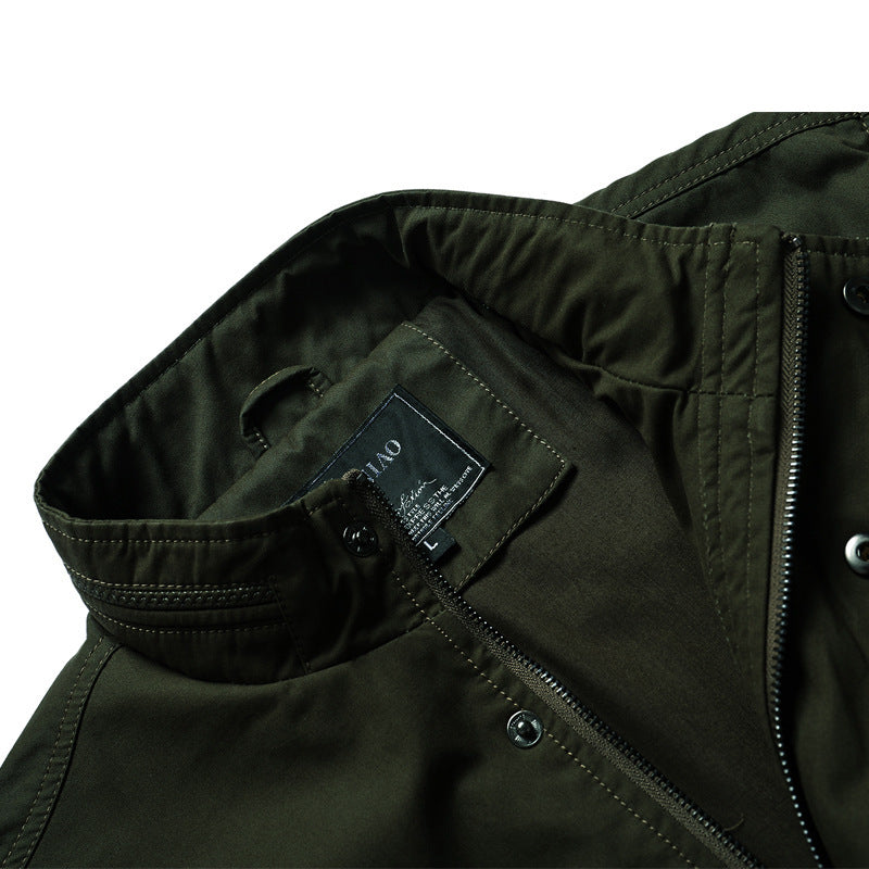 Men's transitional jacket in field-bomber mix with stand-up collar and multifunctional flap pockets Mune Fashion
