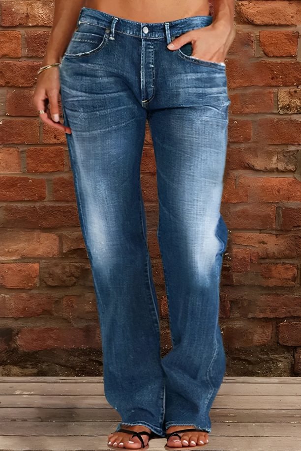 Women Loose Destroyed Jeans with Wide Leg and Low Rise Mune Fashion