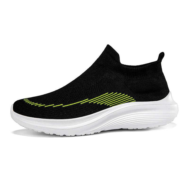 Unisex nan elastic slip-on leisure shoe with sock-like entry, contoured wave cushioning sole and non-slip profile sole Mune Fashion