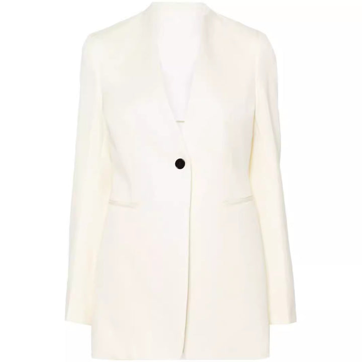 Women Elegant Single-Breasted Long Blazer Set with Wide Palazzo Pants Mune Fashion