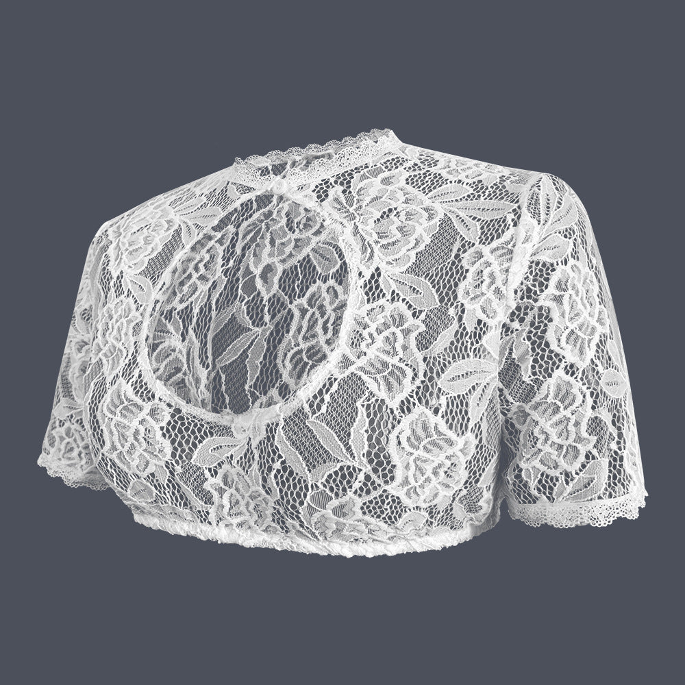 Ladies nan lace bolero with high collar and short sleeves Mune Fashion