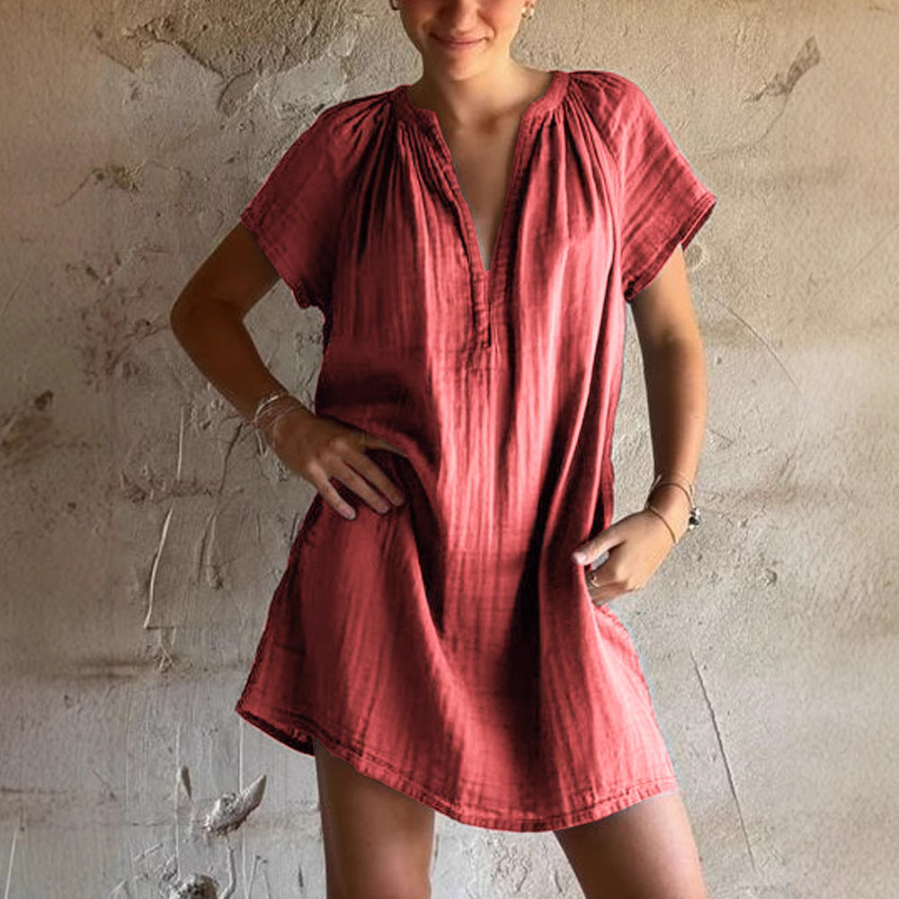 Women's Lightweight Top with V-Neck and Loose Fit Mune Fashion